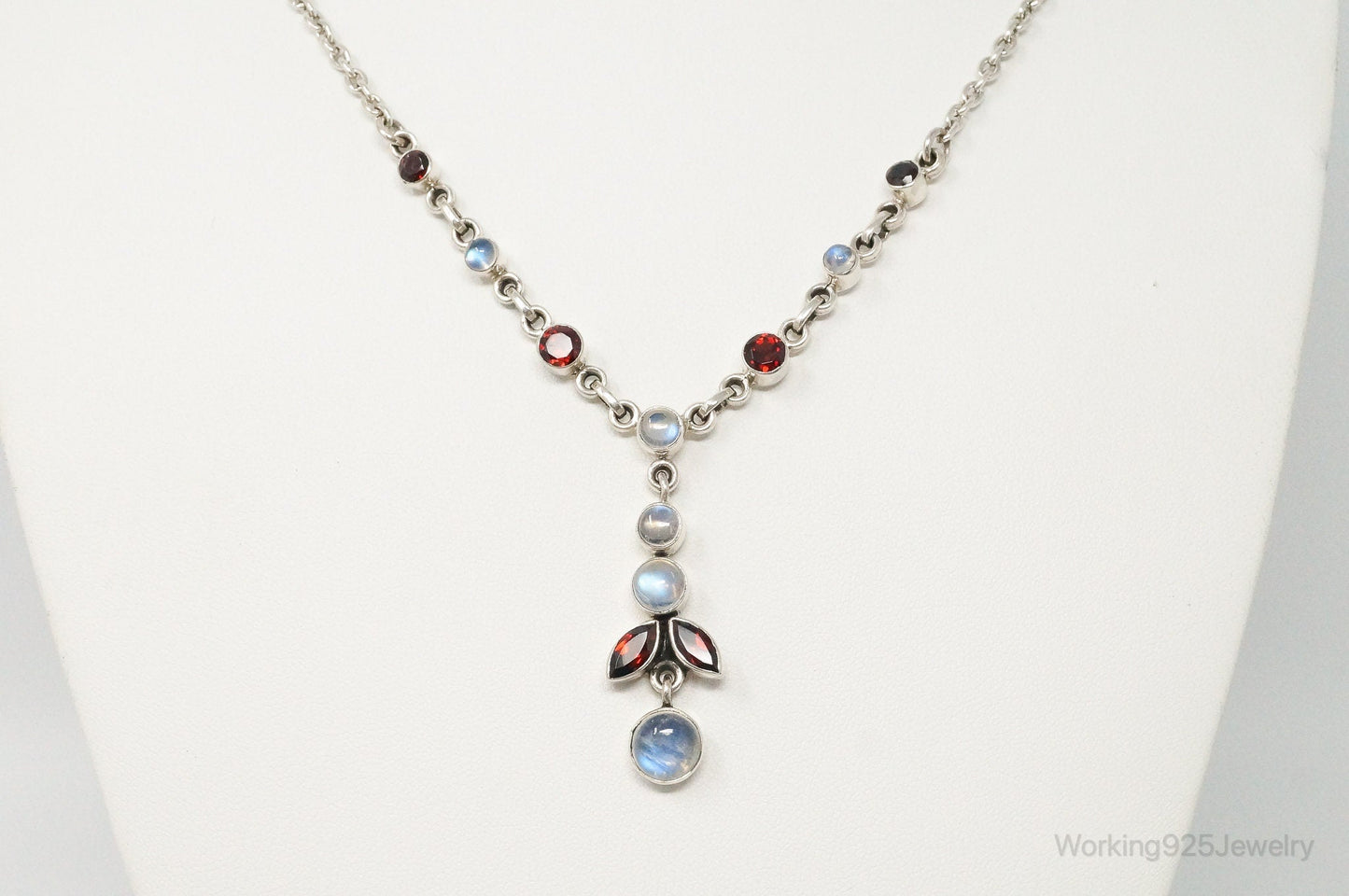 Designer Nicky Butler Moonstone Garnet Sterling Silver Necklace
