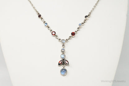 Designer Nicky Butler Moonstone Garnet Sterling Silver Necklace
