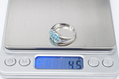 Vintage Blue Topaz Sterling Silver Ring - Size 10