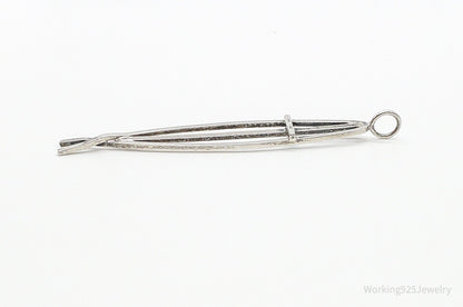 Vintage Ichthus Cross Fish Modernist Sterling Silver Necklace Pendant