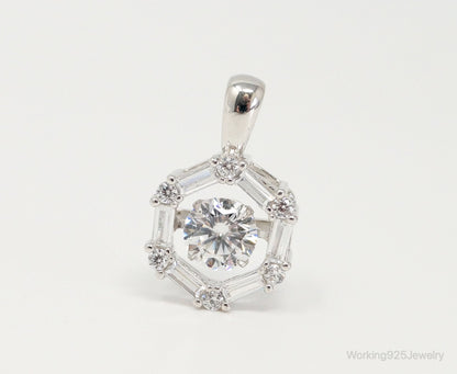 Vintage Art Deco Cubic Zirconia Sterling Silver Necklace Pendant