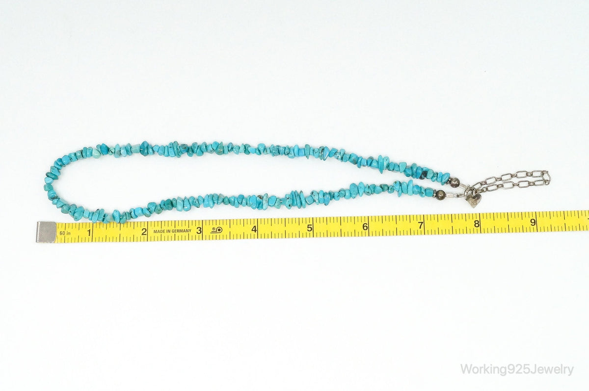 Vintage Native American Shop QT Turquoise Sterling Silver Bead Necklace