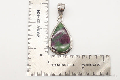 Vintage Large Anyolite Ruby-Zoisite Sterling Silver Pendant