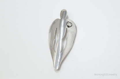 Designer Carolyn Pollack Relios Modern Heart Sterling Silver Necklace Pendant