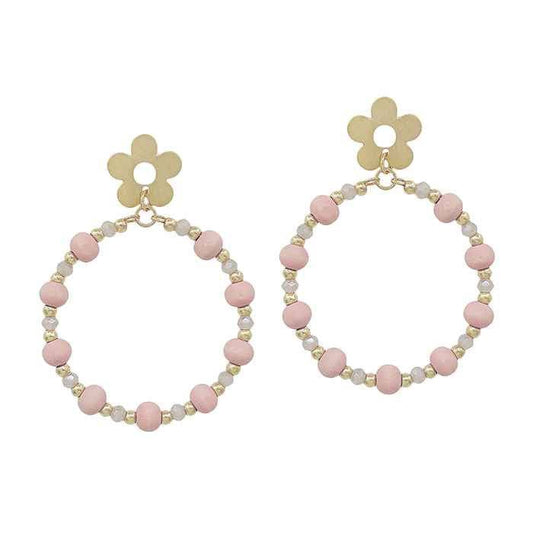 Gold Flower and Pink Wood Drop