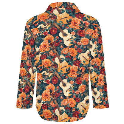 Baha Ranch Colores de Mexico Guitars and Roses Button up Blouse