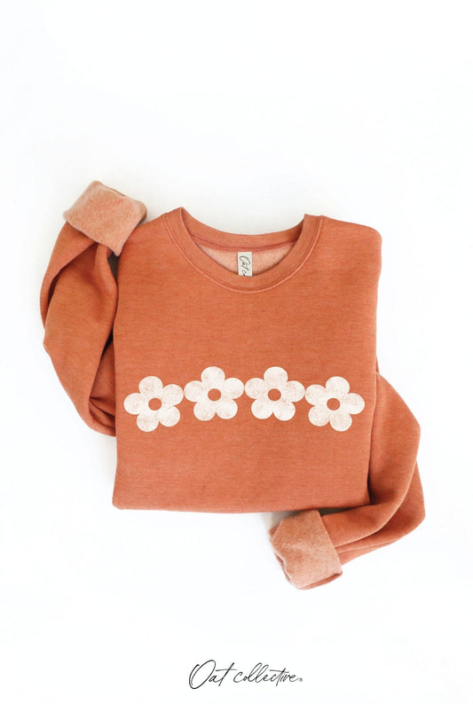 OAT COLLECTIVE "Daisy Row" Western Graphic Sweatshirt — Heather Autumn Plush Sponge Fleece