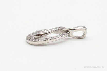 Vintage Designer 4 Diamond Sterling Silver Pendant