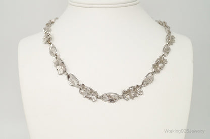 Antique SB Floral Art Nouveau Link Sterling Silver Necklace