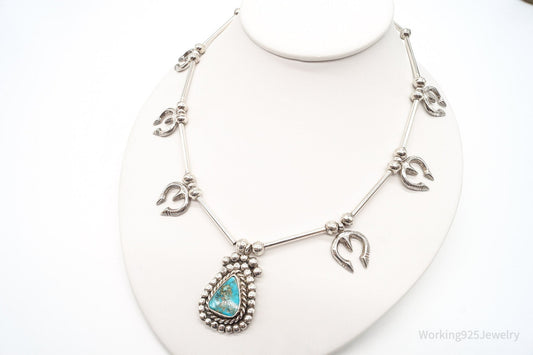 Vintage Native American Turquoise Silver Necklace
