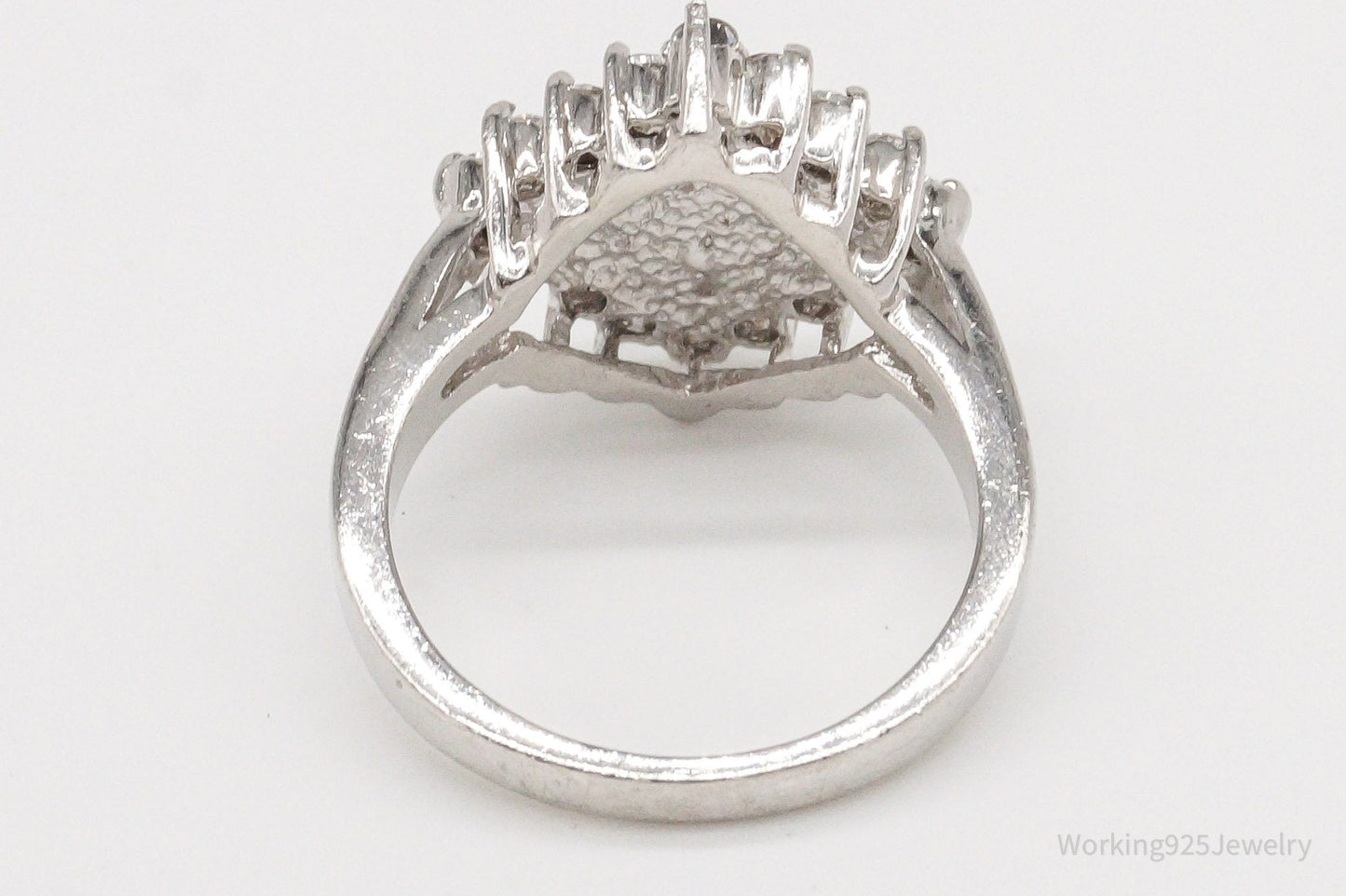 Vintage Cubic Zirconia Sterling Silver Ring - Size 8