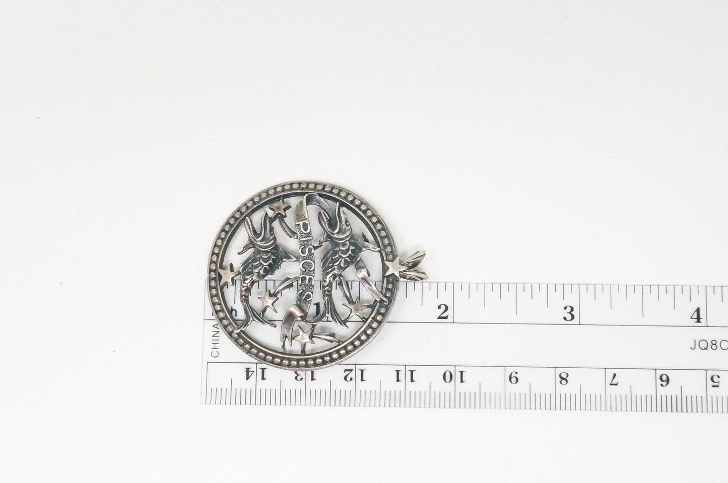 Vintage Designer Beau Abstract Astrology Pisces Sterling Silver Necklace Pendant