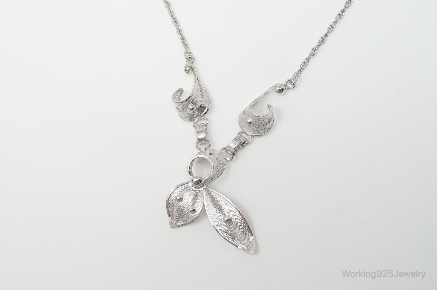 Vintage Joseph Esposito Filigree Sterling Silver Necklace