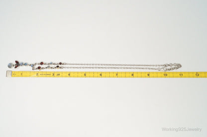 Designer Nicky Butler Moonstone Garnet Sterling Silver Necklace