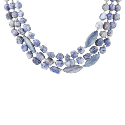 Denim Kyanite Blue Lapis Sterling Silver Strand Necklace