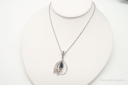 Vintage Designer Sorrento Hematite Filigree Sterling Silver Necklace