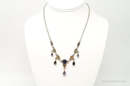 Vintage Designer Nicky Butler Multi Gem Sterling Silver Necklace