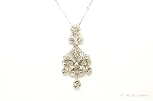Vintage Cubic Zirconia Art Deco Sterling Silver Necklace