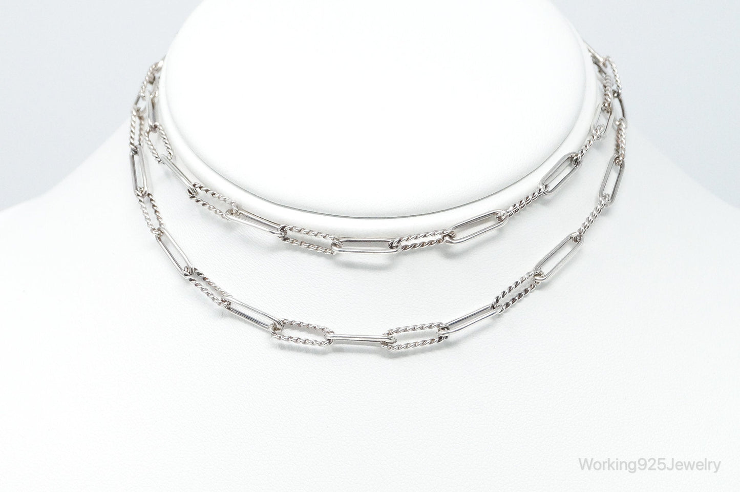 Vintage Modernist Link Sterling Silver Chain Necklace