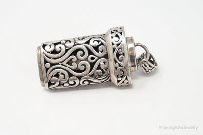Vintage Large Mother Of Pearl Bali Inspired Sterling Silver Pendant