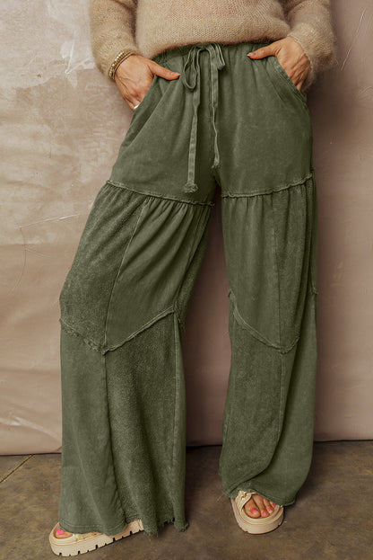 Paisley Leg Patchwork Drawstring Pants