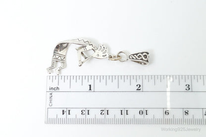 Large Vintage Native American Dancing Kokopelli Sterling Silver Pendant
