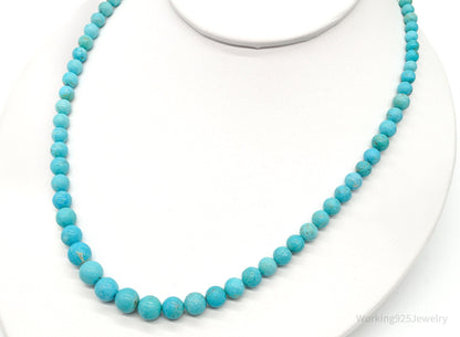 VTG Southwestern Desert Rose Trading Turquoise Bead Sterling Silver Necklace