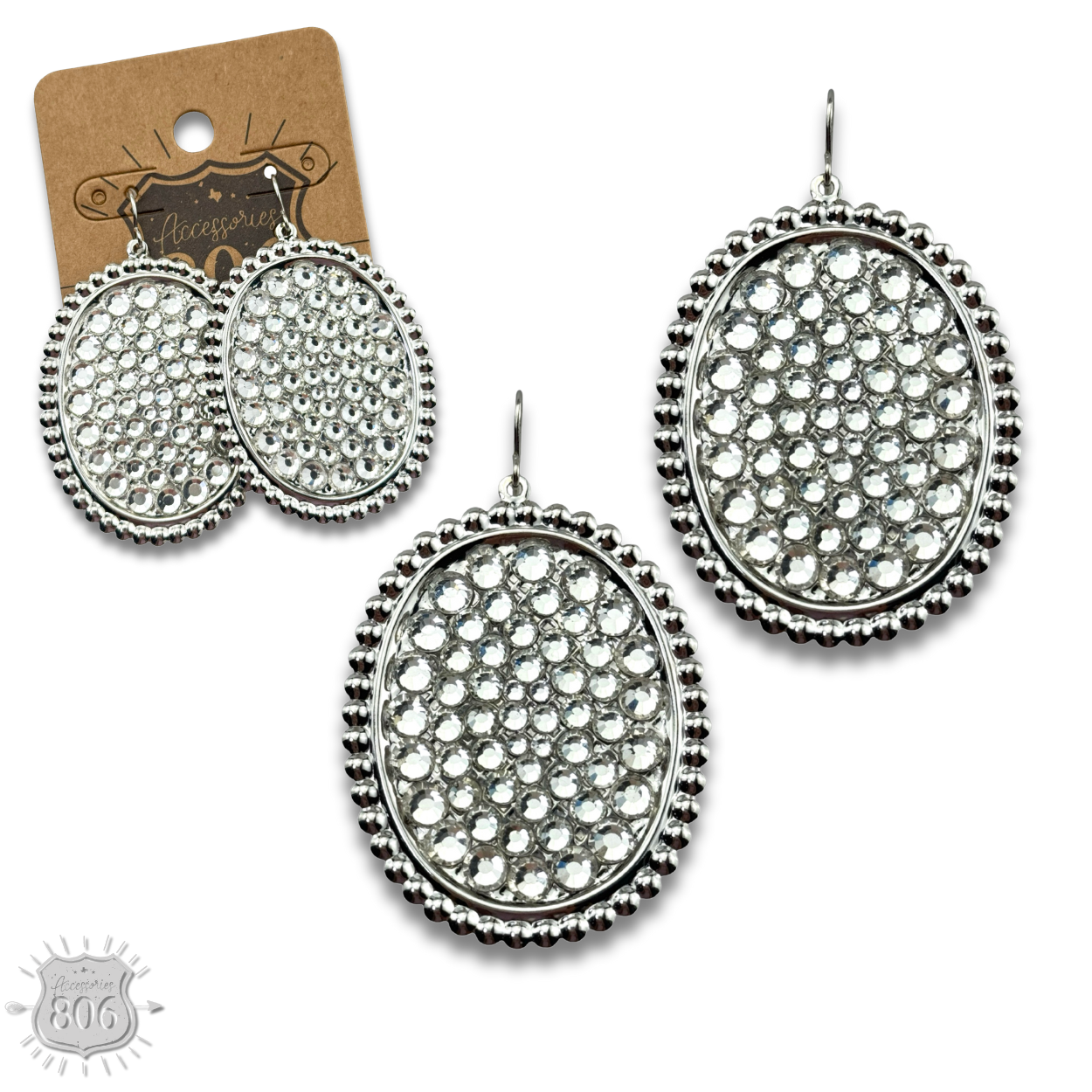 Rhinestone filled oval earring - LC