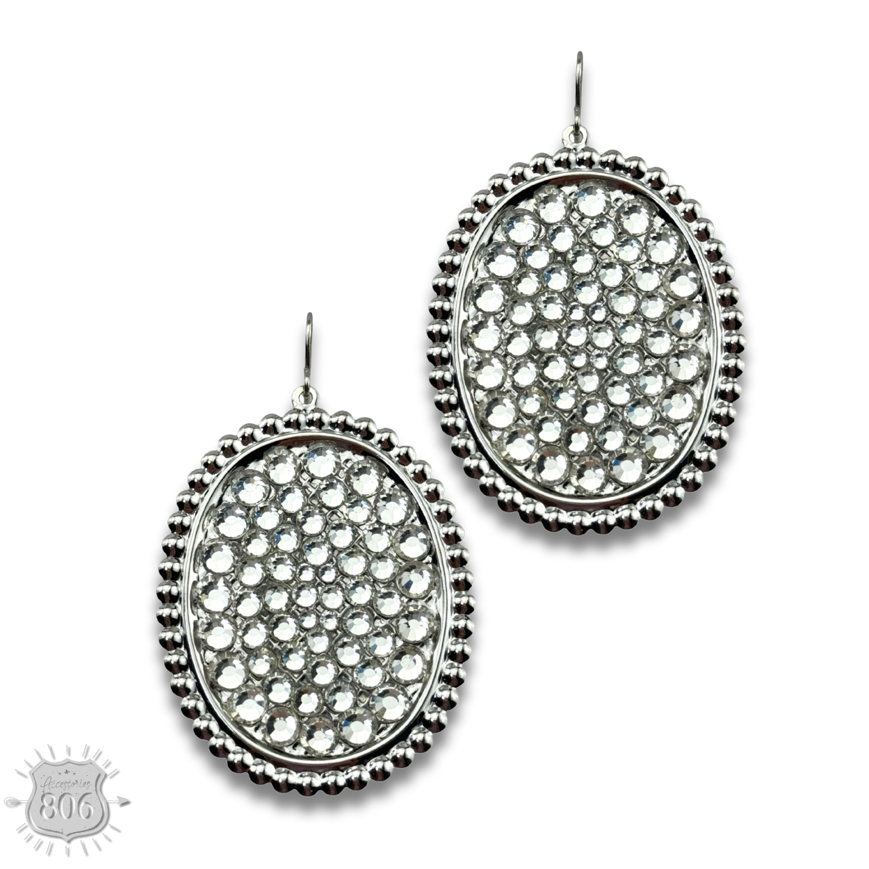 Rhinestone filled oval earring - LC