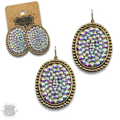Rhinestone filled oval earring - LC