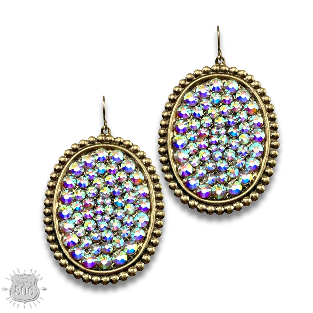 Rhinestone filled oval earring - LC