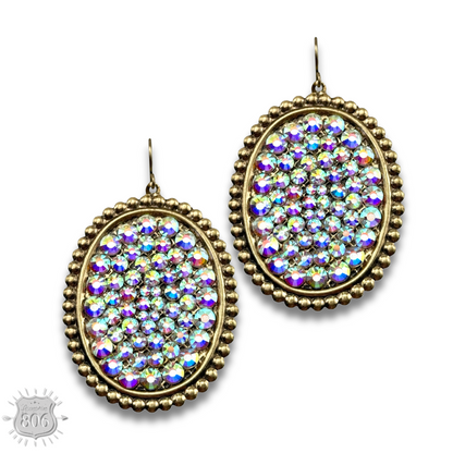 Rhinestone filled oval earring - LC