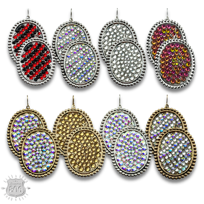 Rhinestone filled oval earring - LC