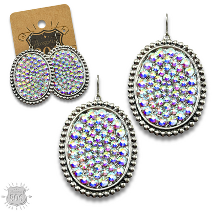 Rhinestone filled oval earring - LC