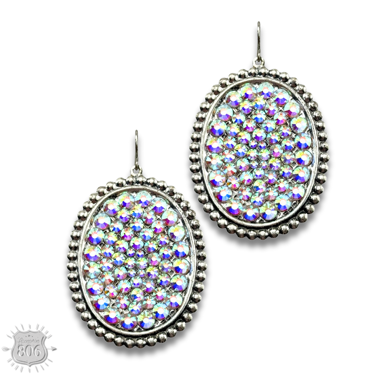 Rhinestone filled oval earring - LC