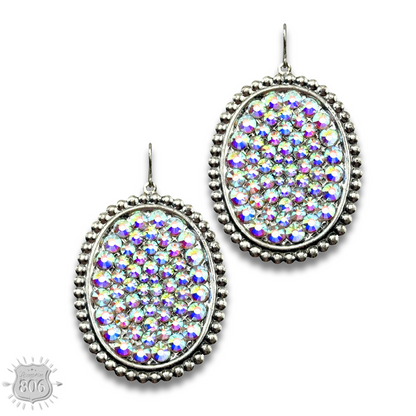Rhinestone filled oval earring - LC