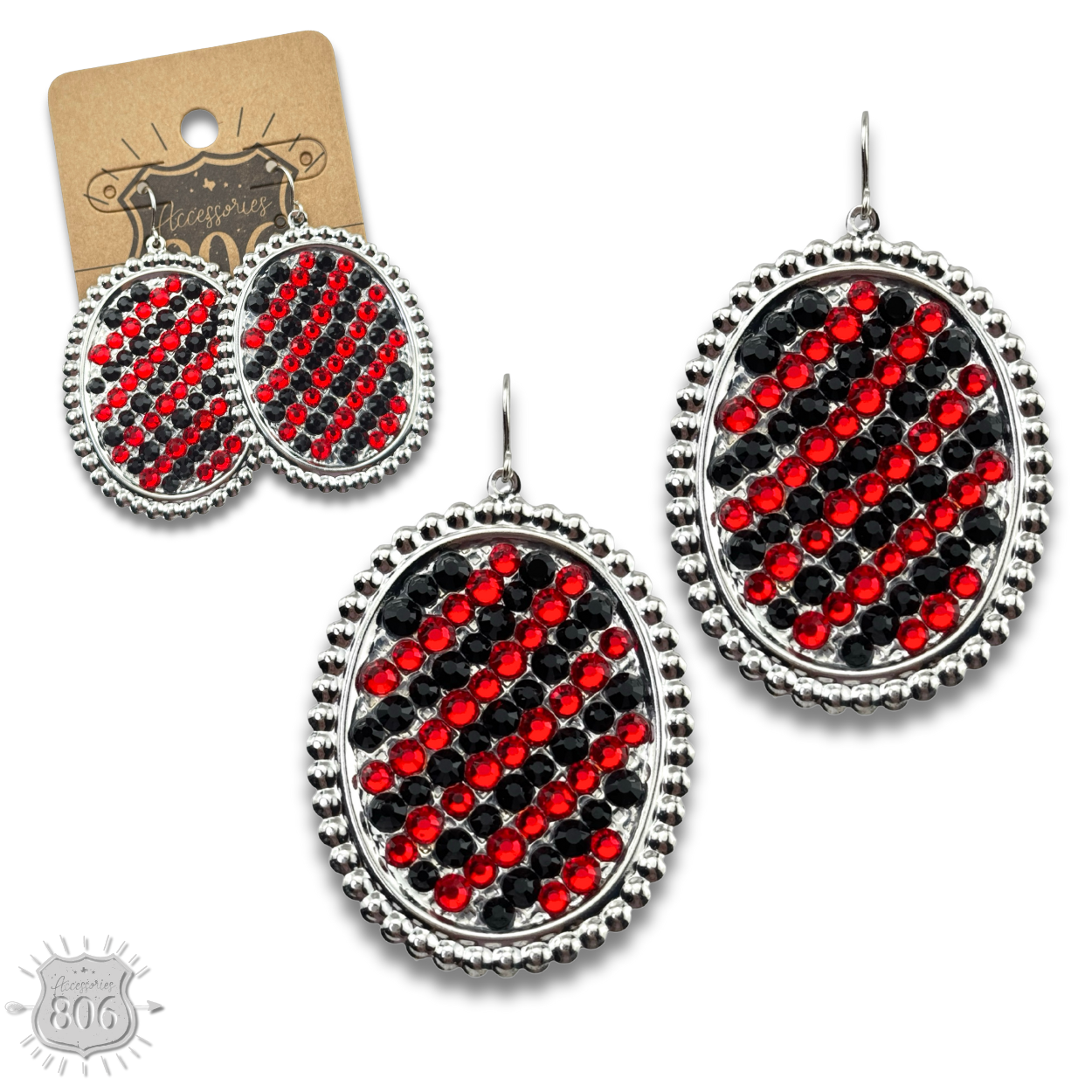Rhinestone filled oval earring - LC