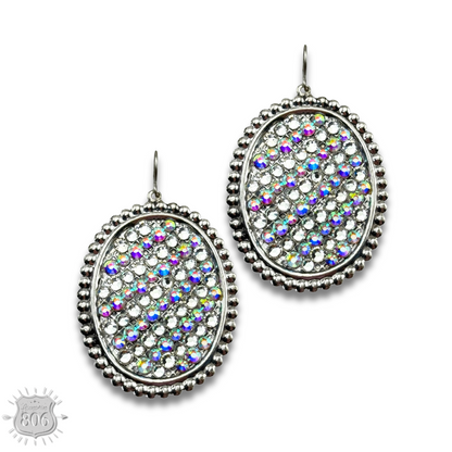 Rhinestone filled oval earring - LC