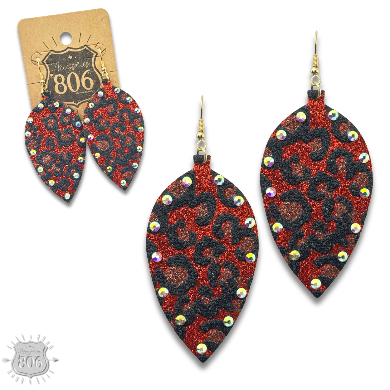 Petal shaped earring with rhinestones last call