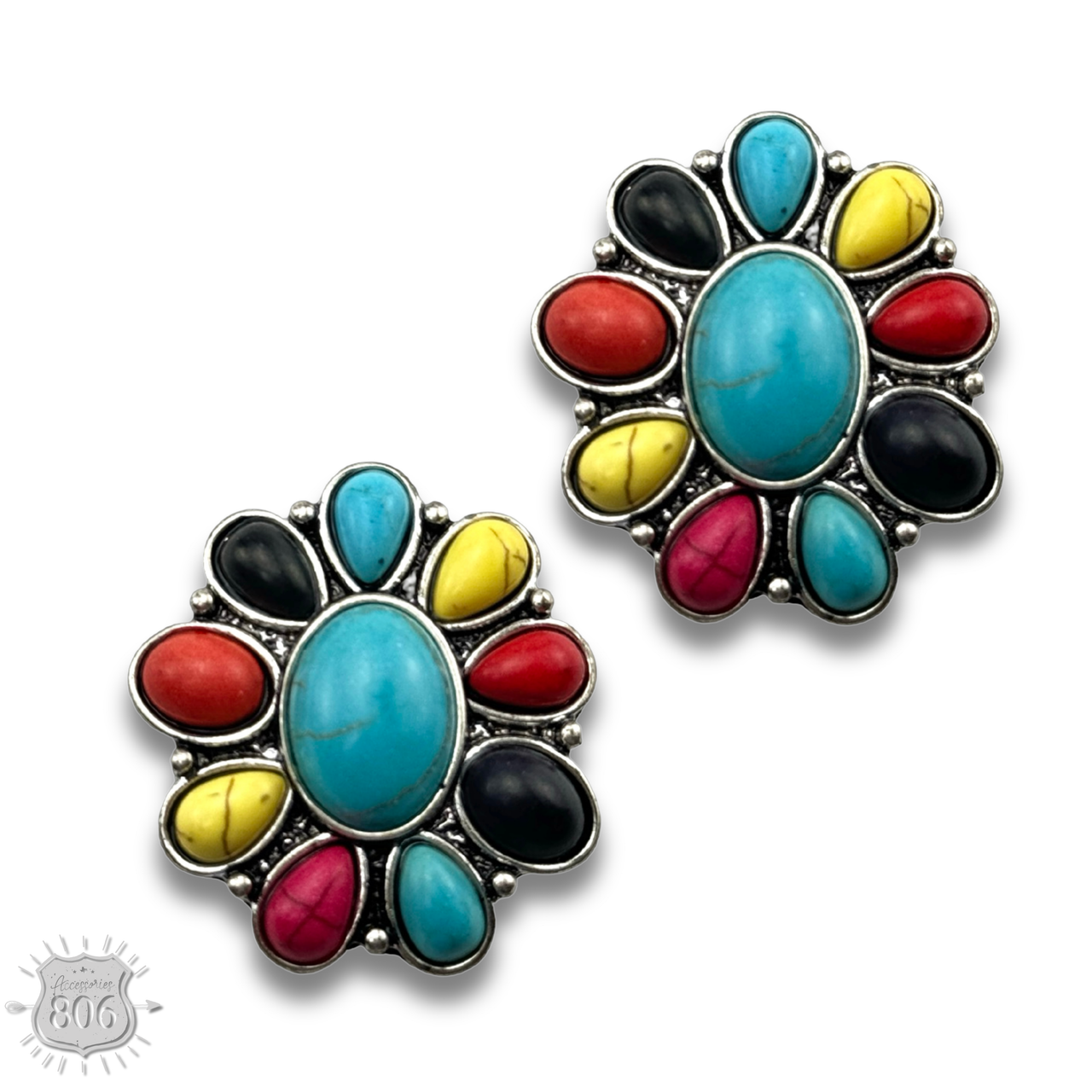 Western stone flower post earring, last call