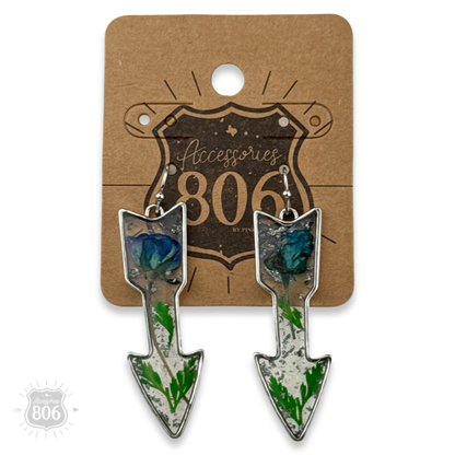 Pressed flower arrow earring - LC