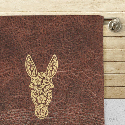 Baha Ranch Tooled Donkey Set of 4 Kitchen Dish Towels Made in America