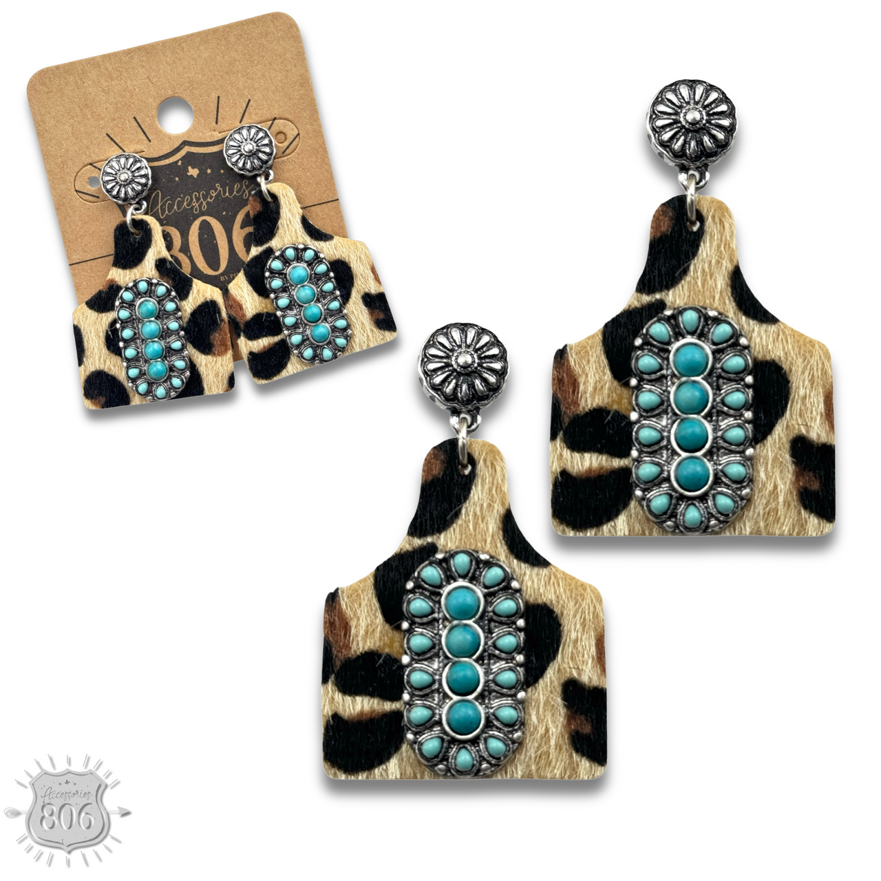 Pebbled ear tag earring,stone center, last call