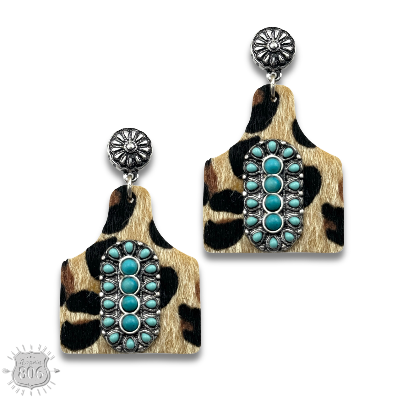 Pebbled ear tag earring,stone center, last call