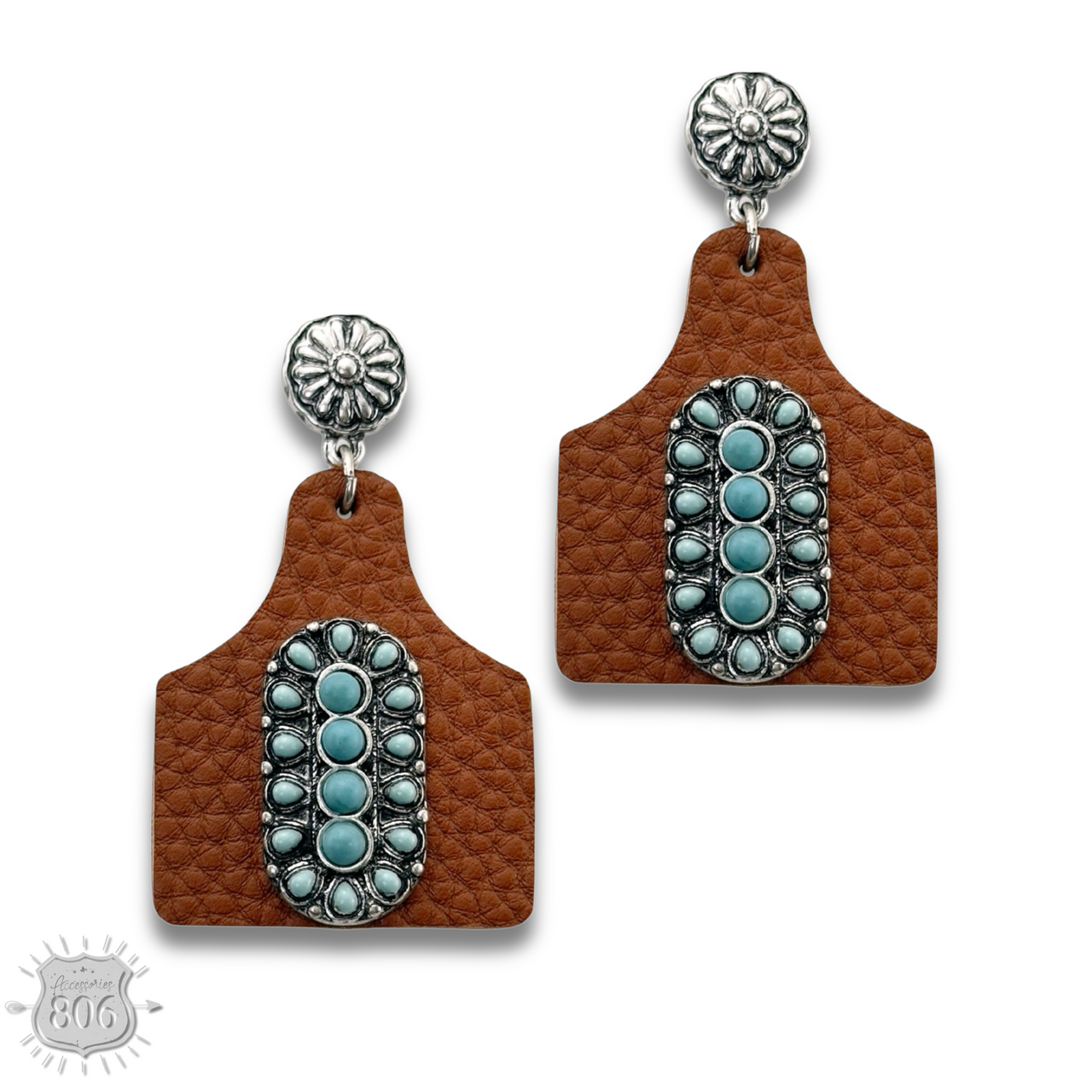 Pebbled ear tag earring,stone center, last call