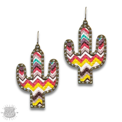 Multi-color zig zag cactus earring, last call