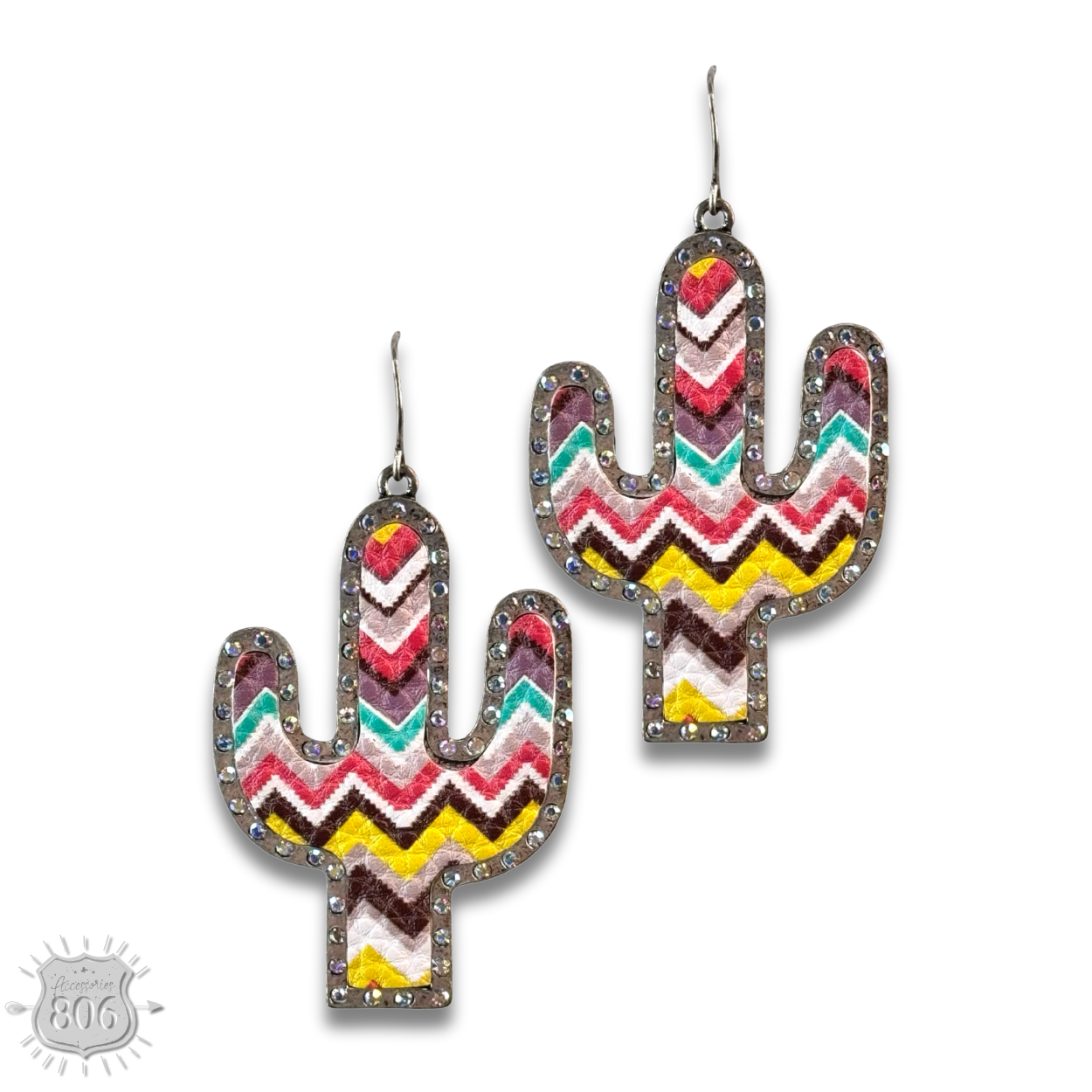 Multi-color zig zag cactus earring, last call