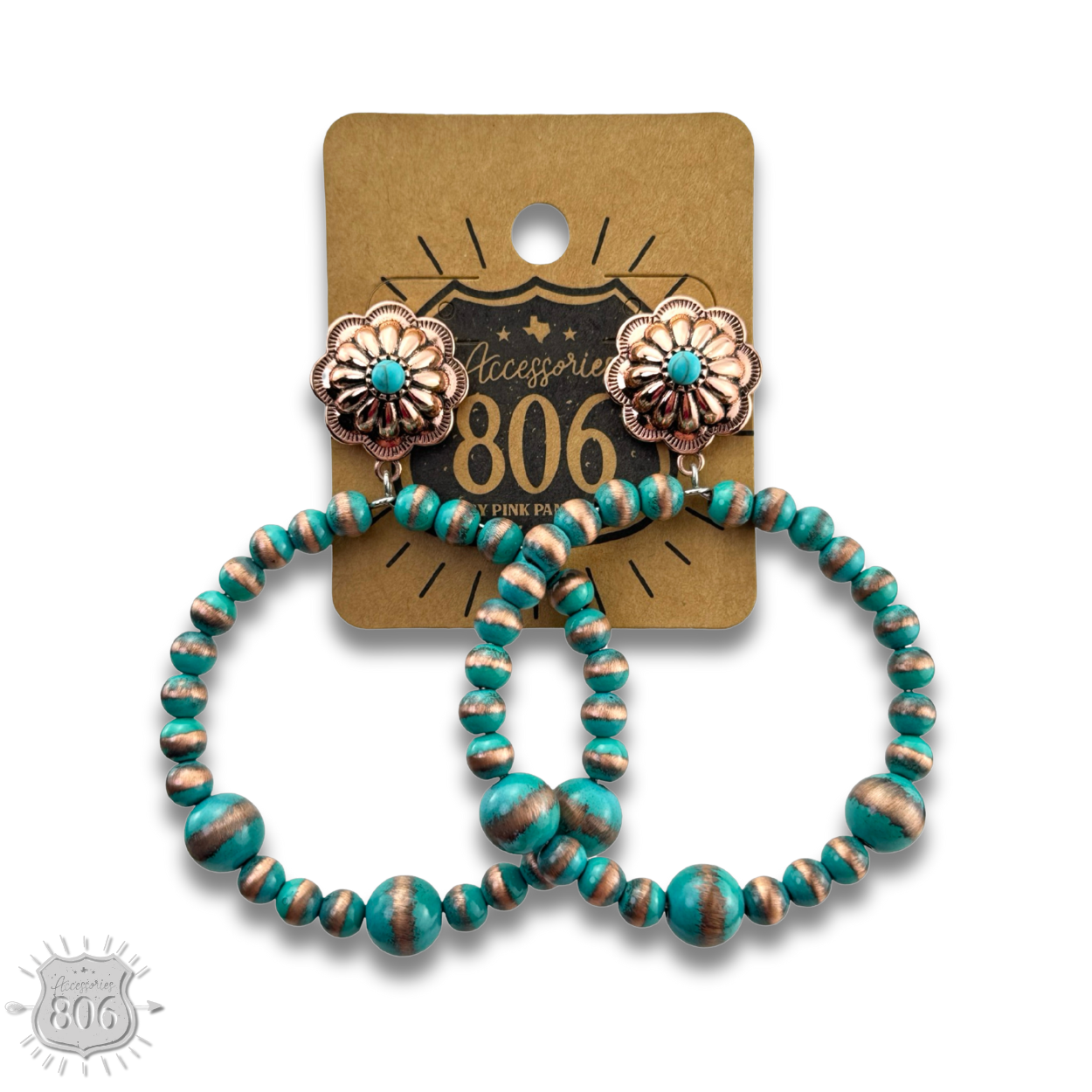Beaded circle on concho post earring - LC