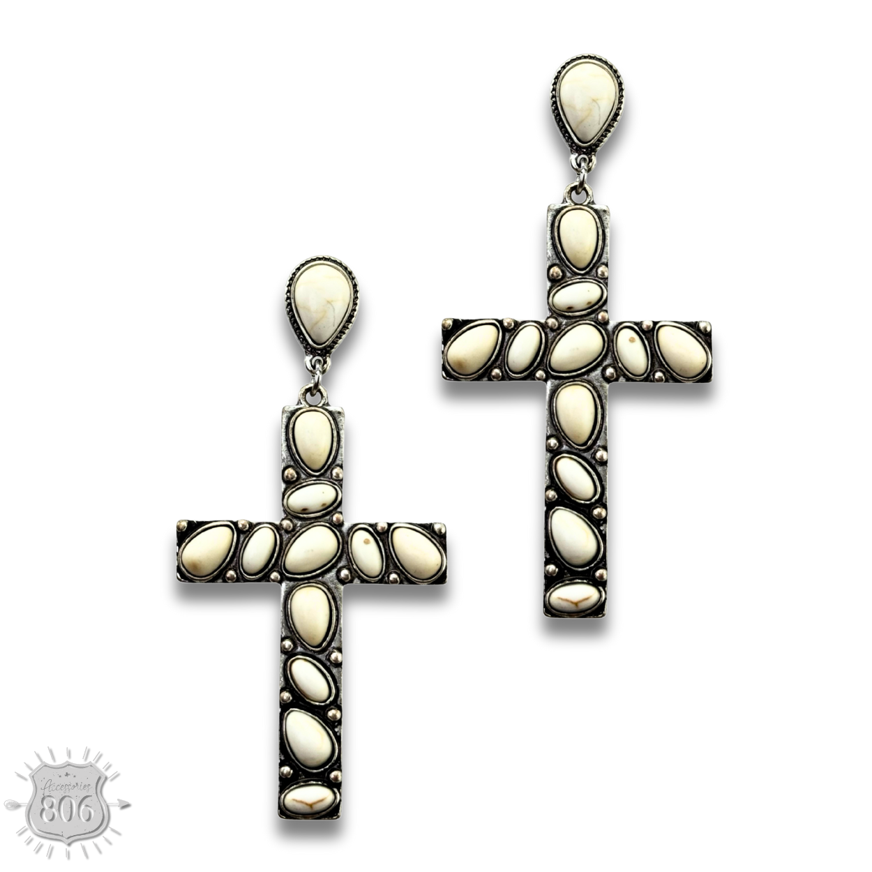 Stone cross earring - LC