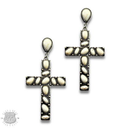 Stone cross earring - LC